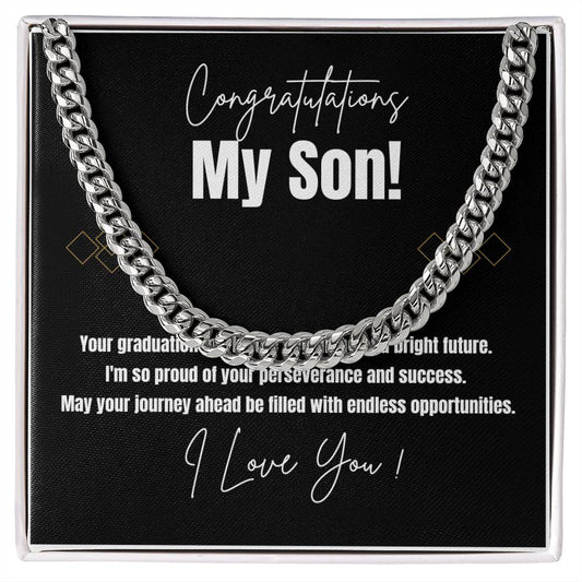 Cuban Link Chain Graduation Necklace  for Son