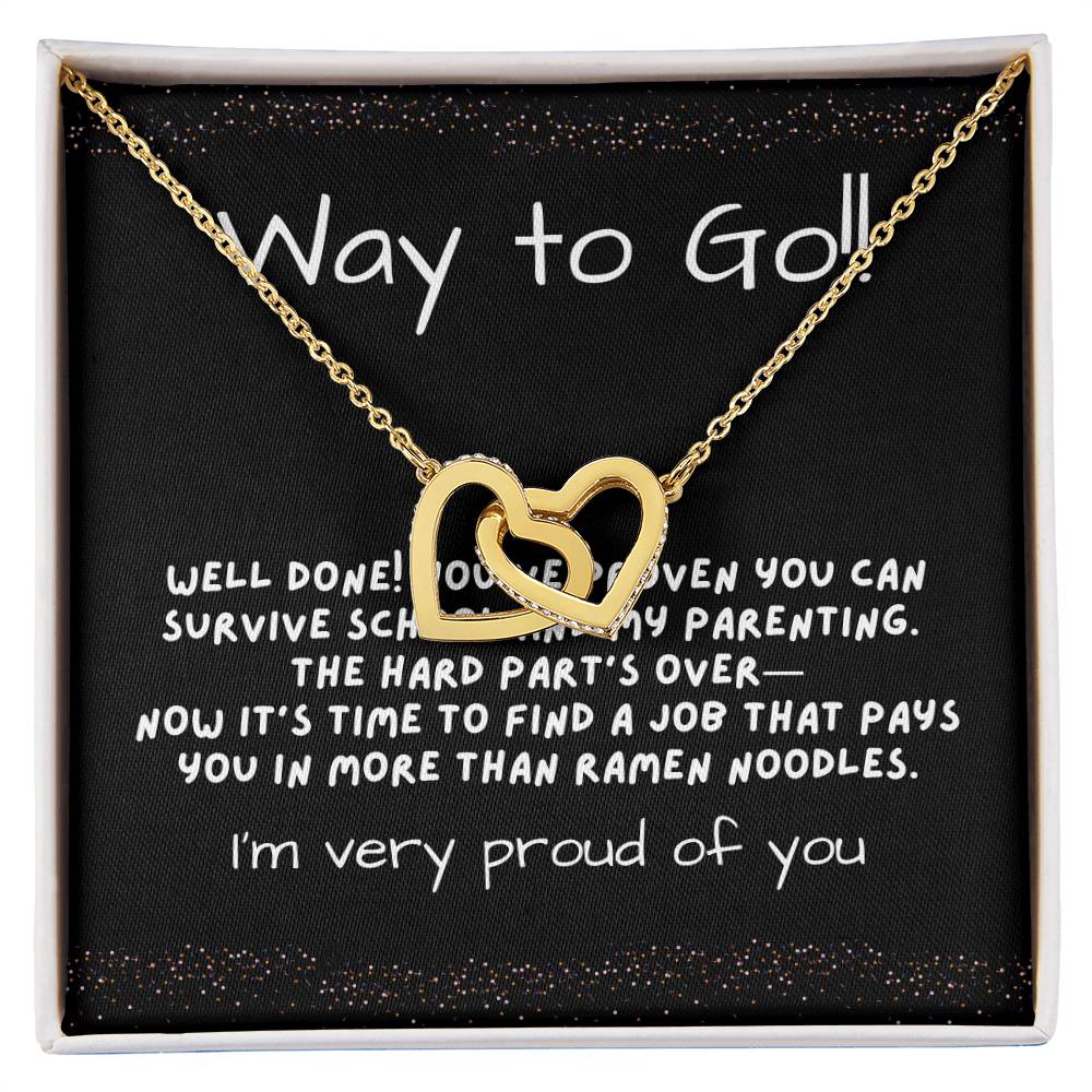 Interlocking Hearts Graduation Necklace for Daughter