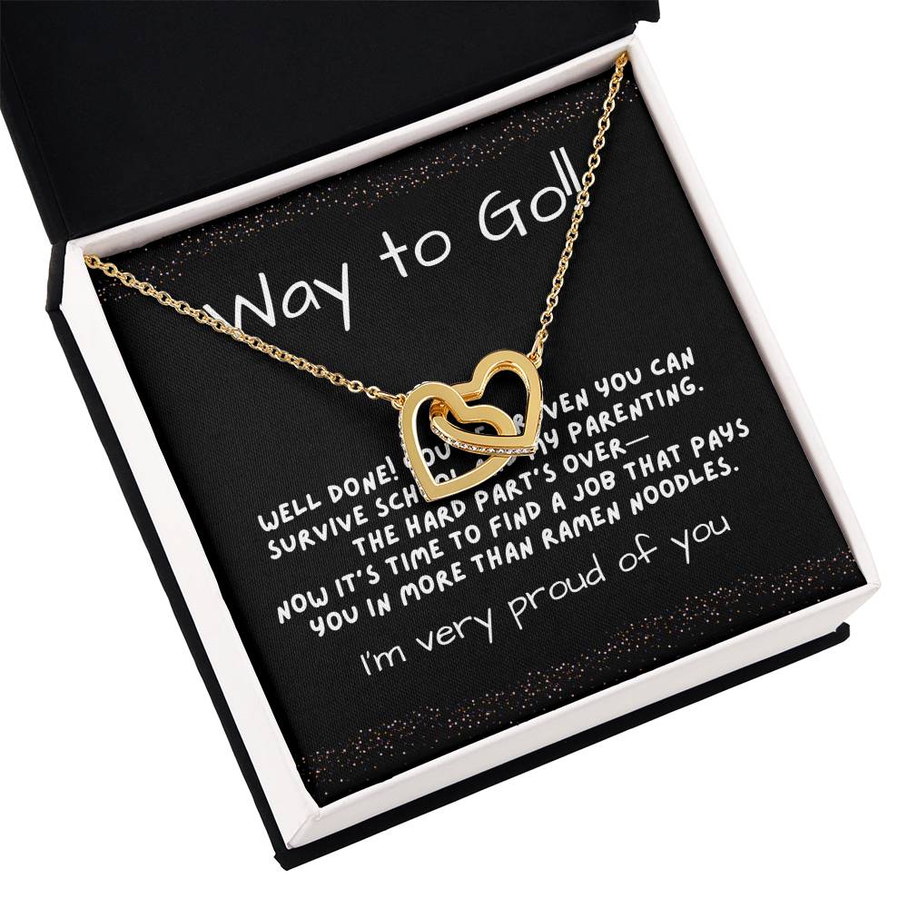 Interlocking Hearts Graduation Necklace for Daughter