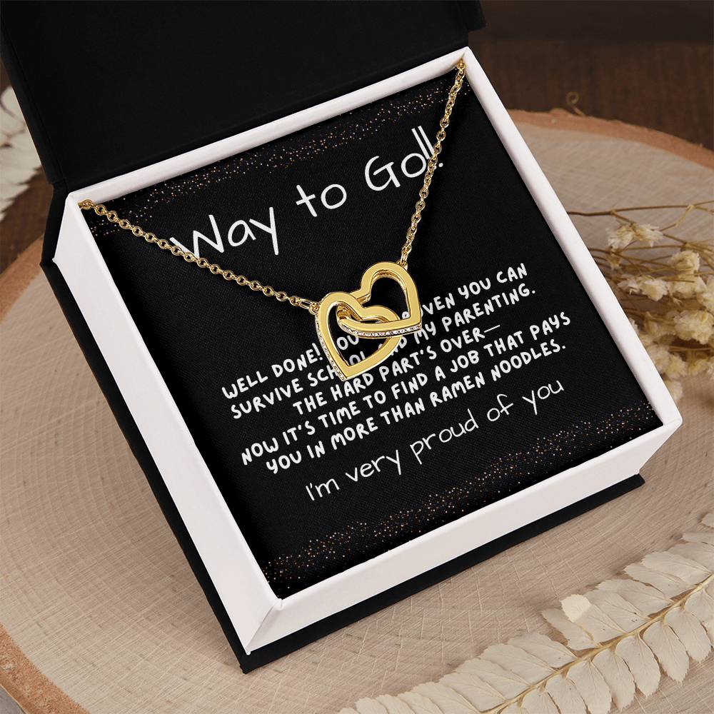 Interlocking Hearts Graduation Necklace for Daughter