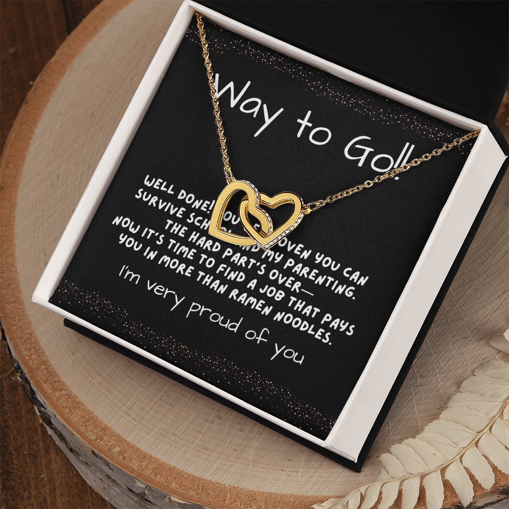 Interlocking Hearts Graduation Necklace for Daughter