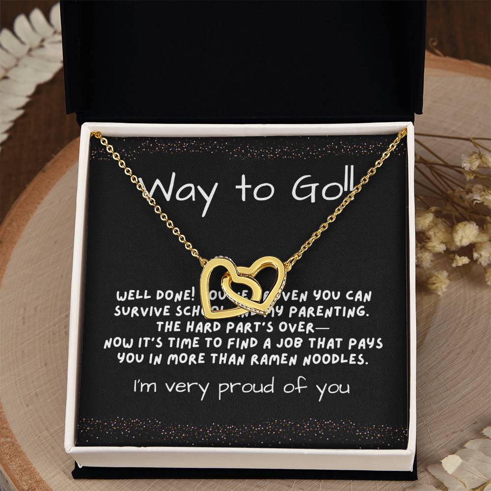 Interlocking Hearts Graduation Necklace for Daughter