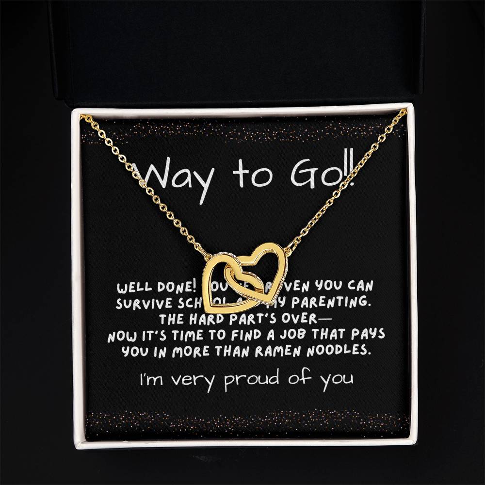 Interlocking Hearts Graduation Necklace for Daughter