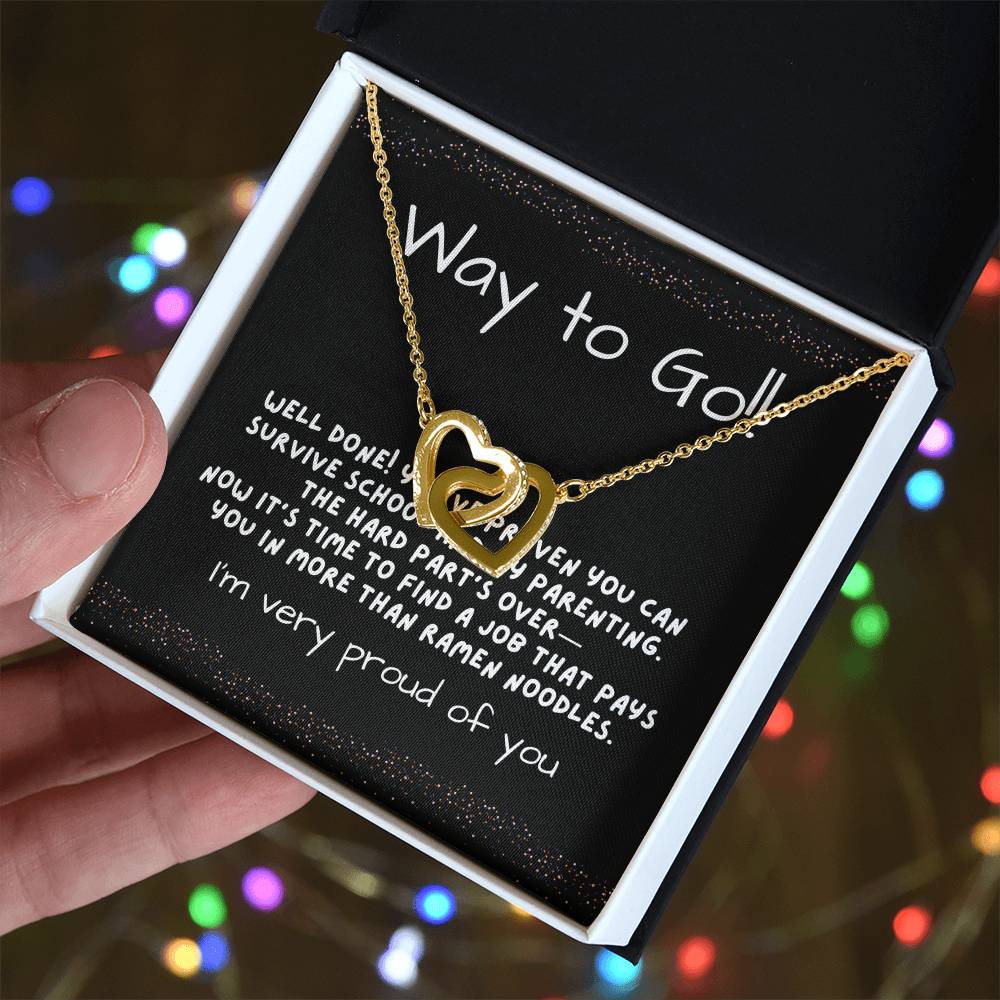 Interlocking Hearts Graduation Necklace for Daughter