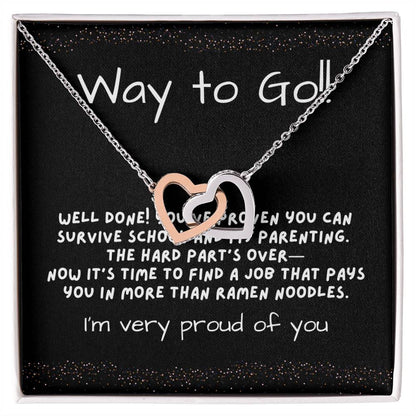 Interlocking Hearts Graduation Necklace for Daughter