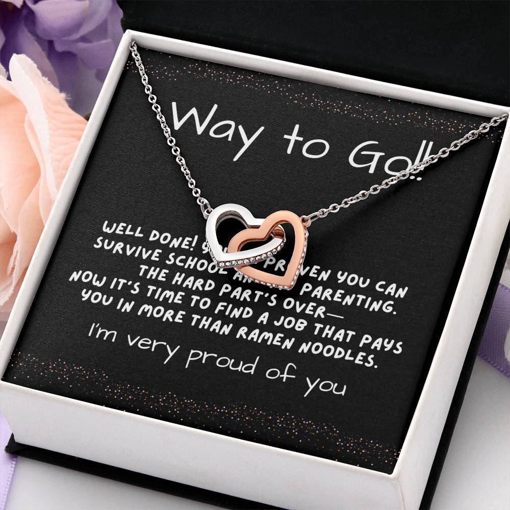 Interlocking Hearts Graduation Necklace for Daughter