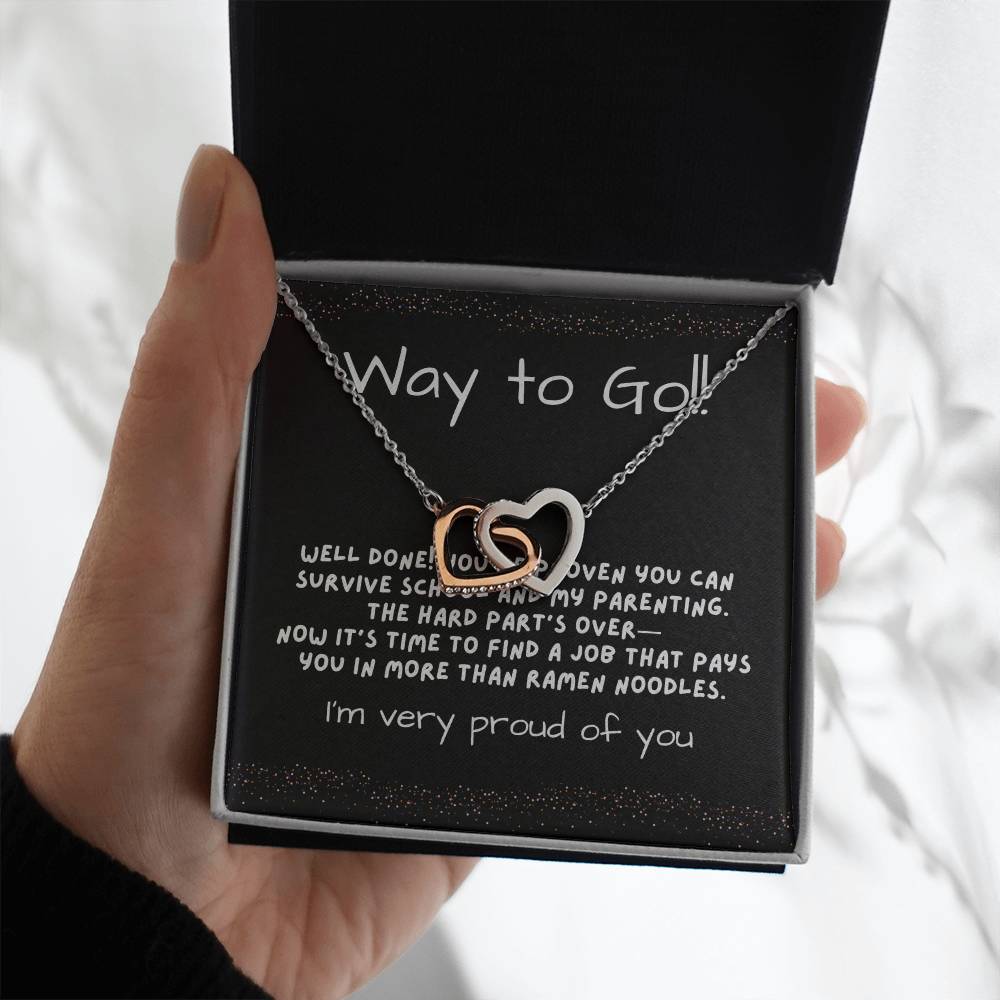 Interlocking Hearts Graduation Necklace for Daughter