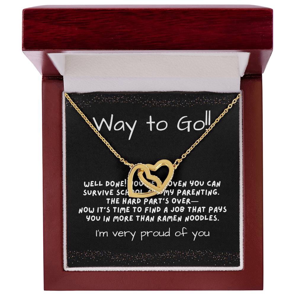 Interlocking Hearts Graduation Necklace for Daughter