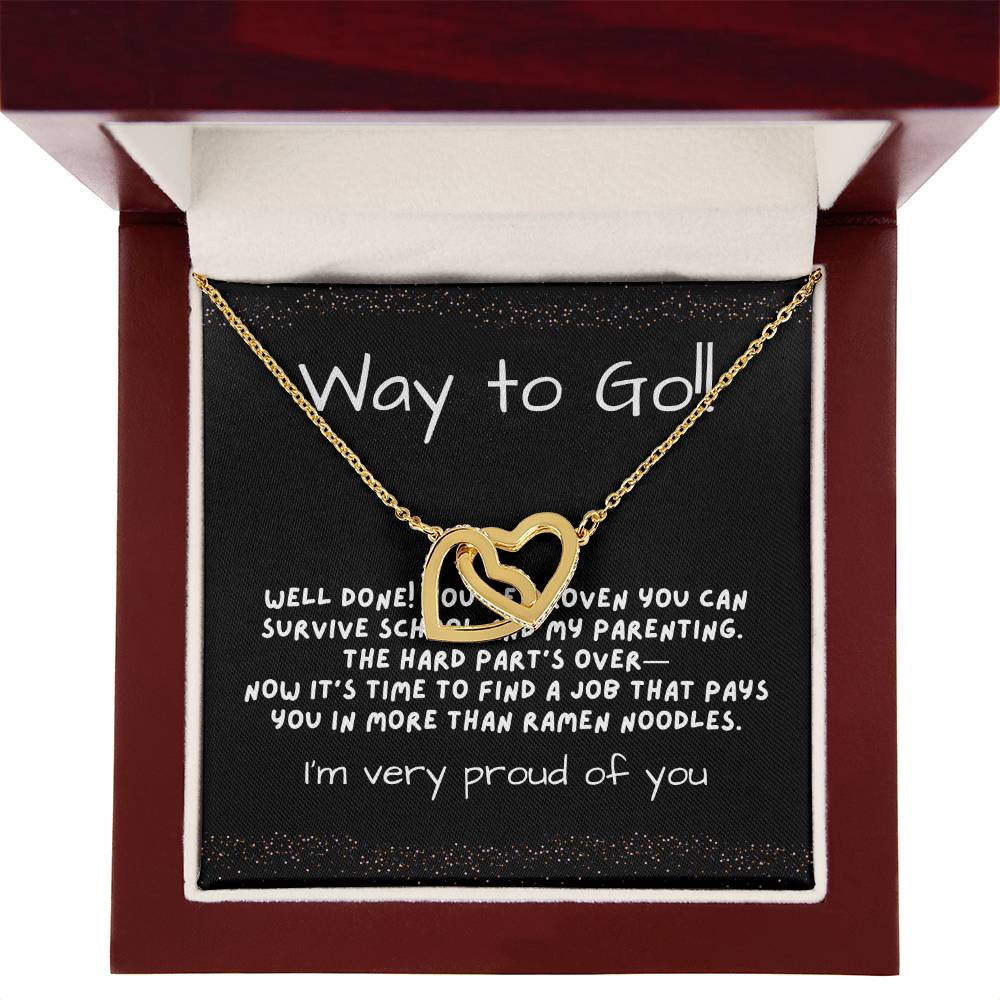 Interlocking Hearts Graduation Necklace for Daughter