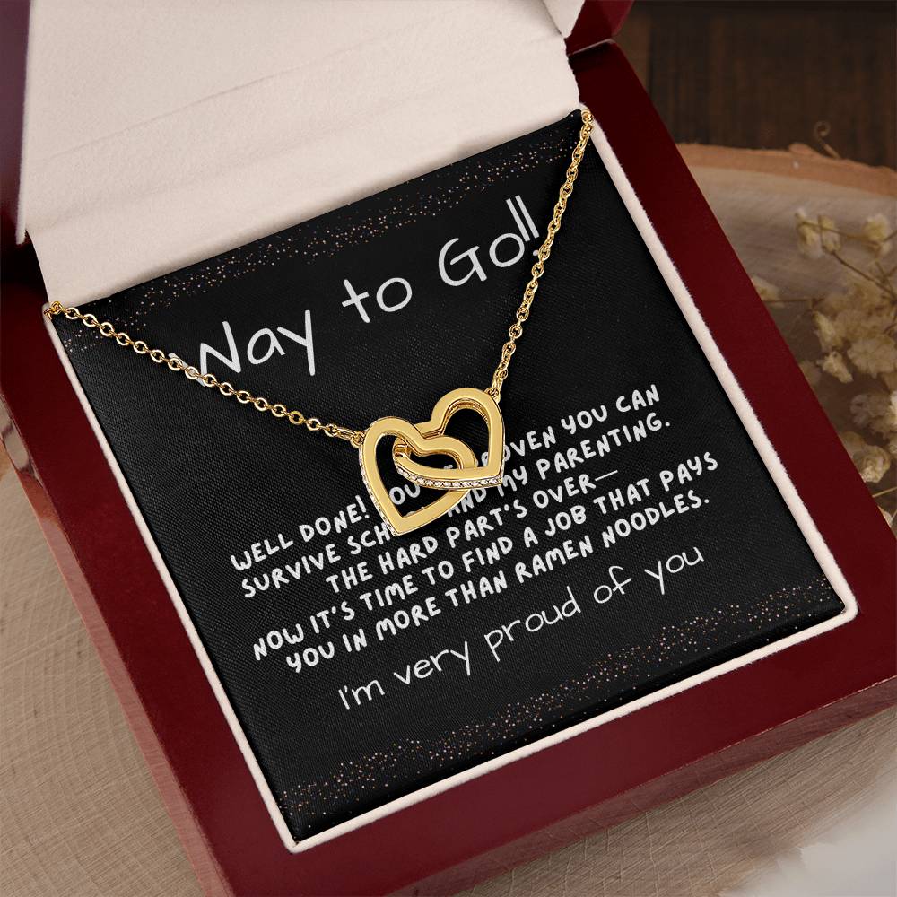 Interlocking Hearts Graduation Necklace for Daughter