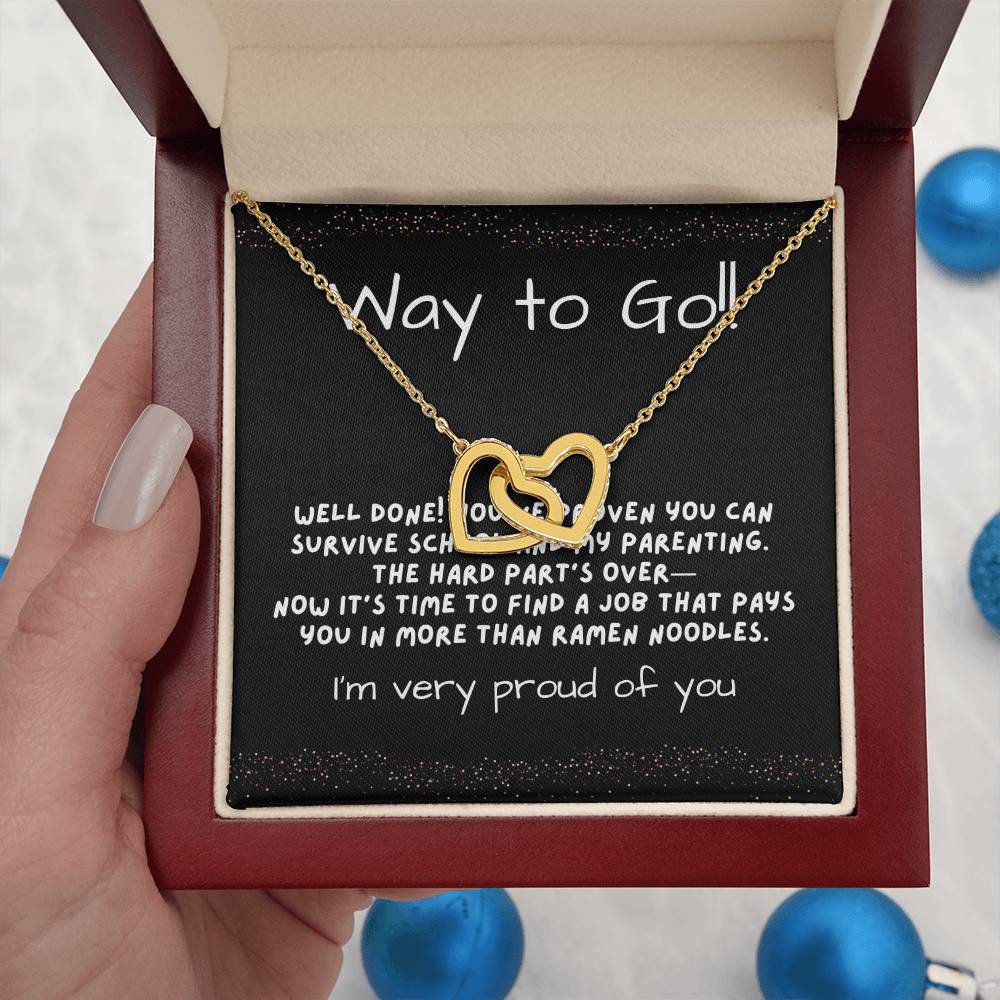 Interlocking Hearts Graduation Necklace for Daughter