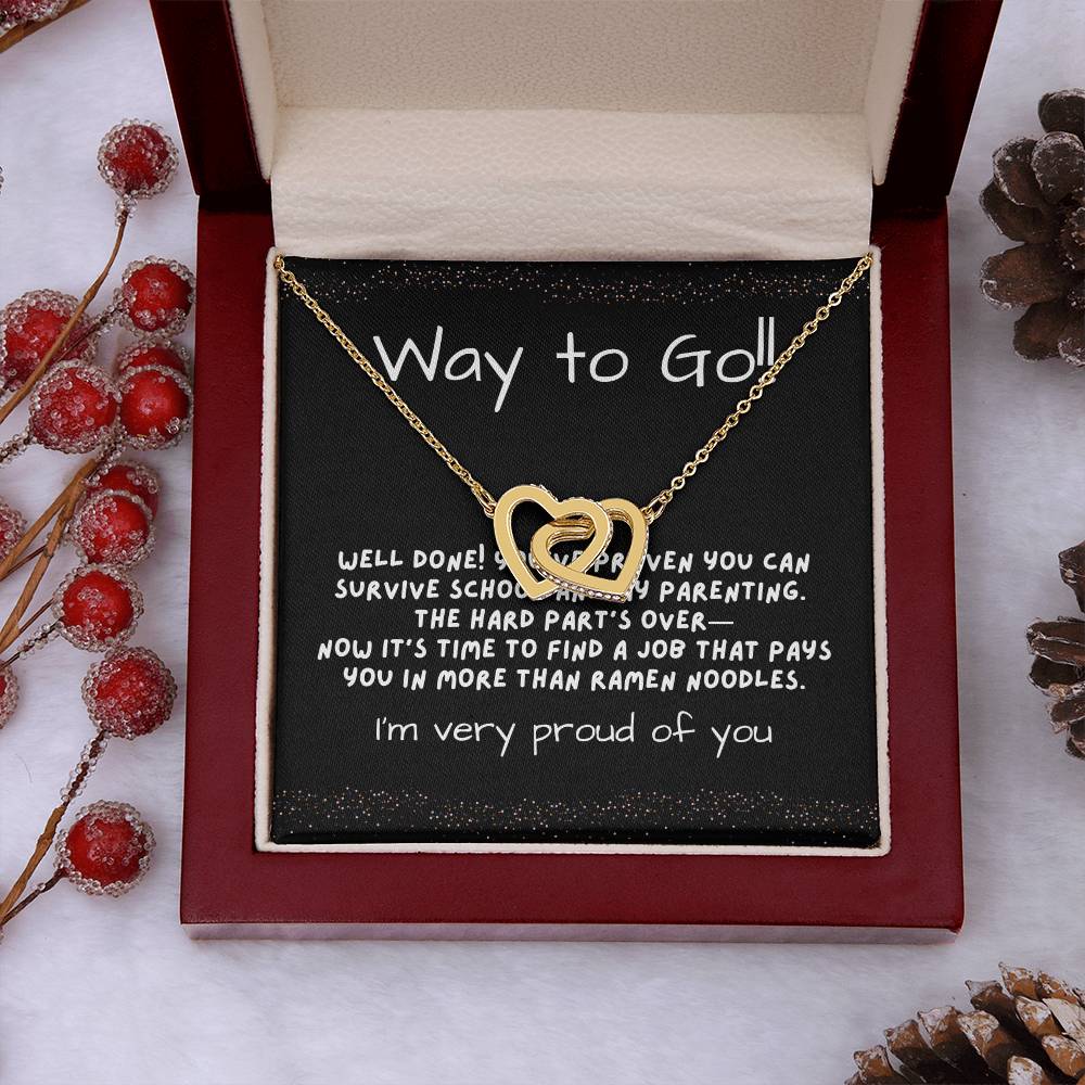 Interlocking Hearts Graduation Necklace for Daughter