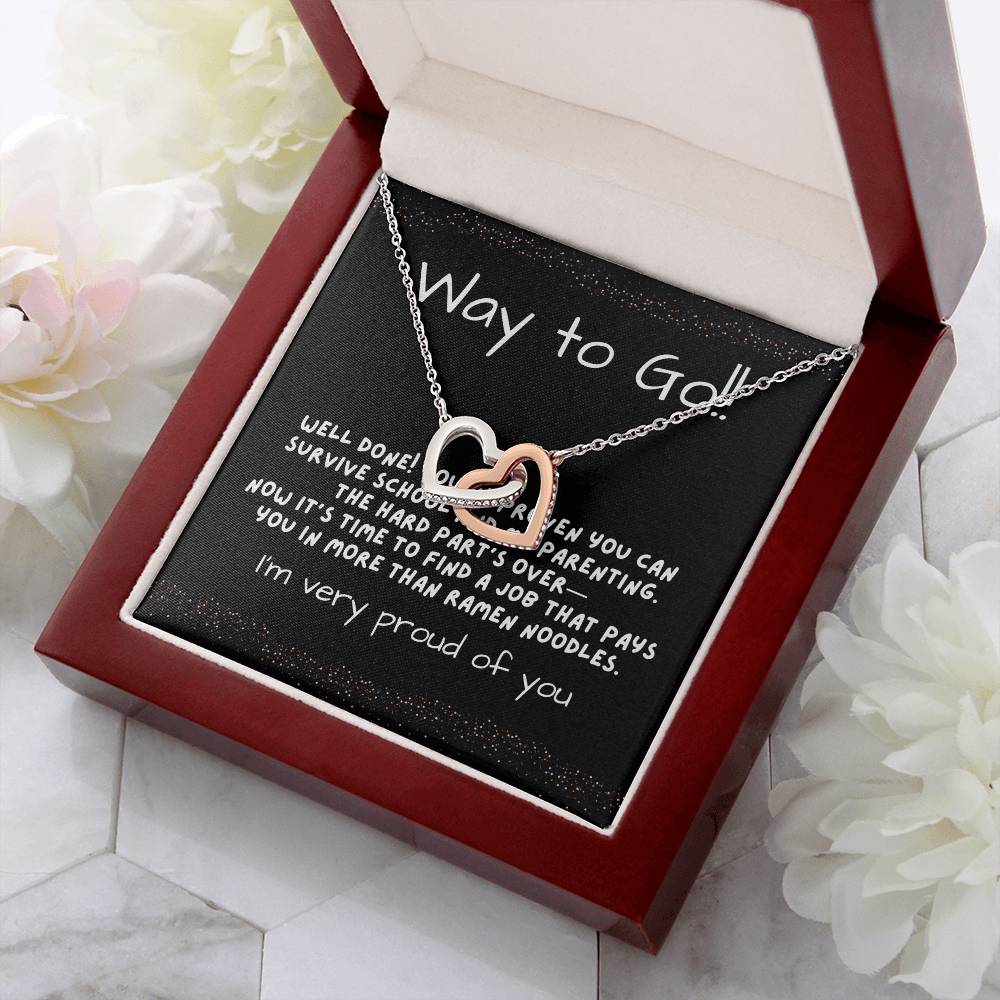 Interlocking Hearts Graduation Necklace for Daughter