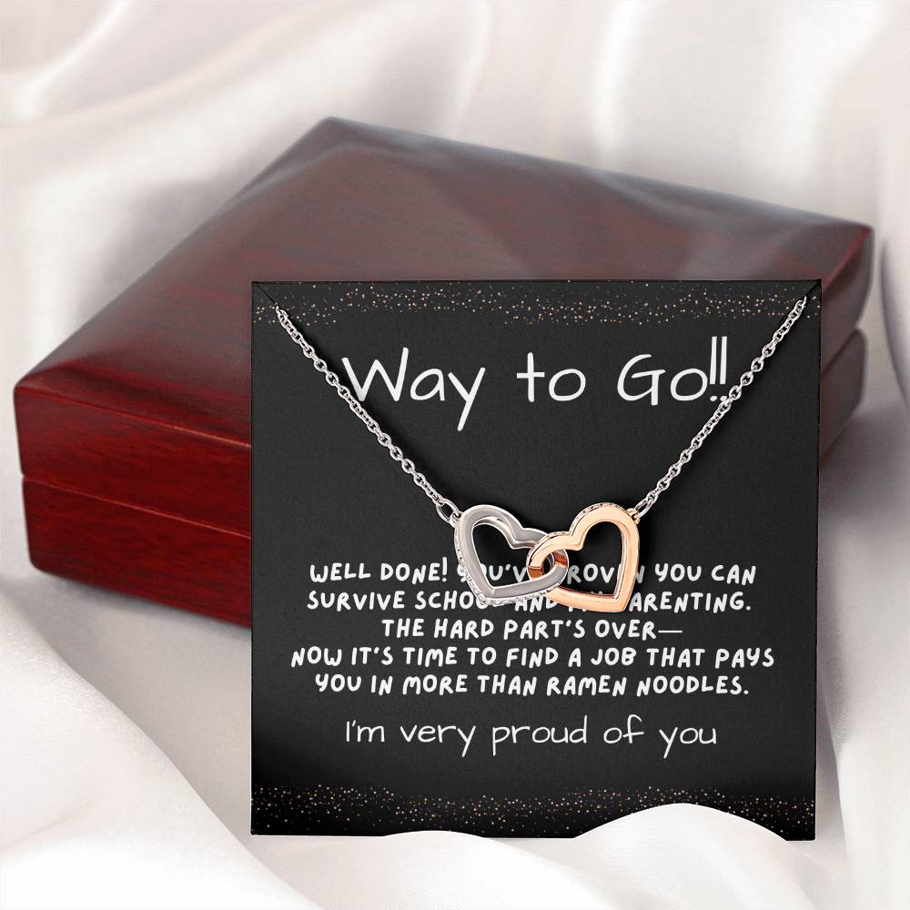 Interlocking Hearts Graduation Necklace for Daughter