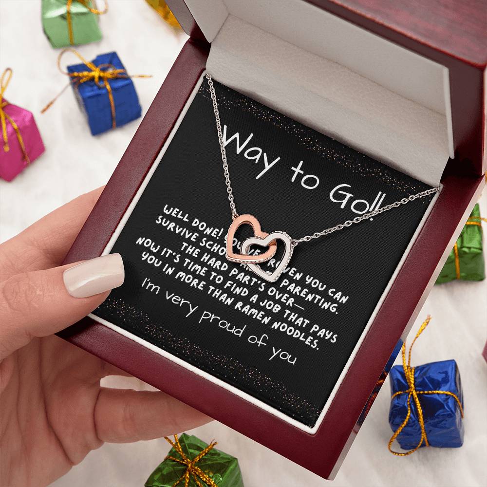 Interlocking Hearts Graduation Necklace for Daughter