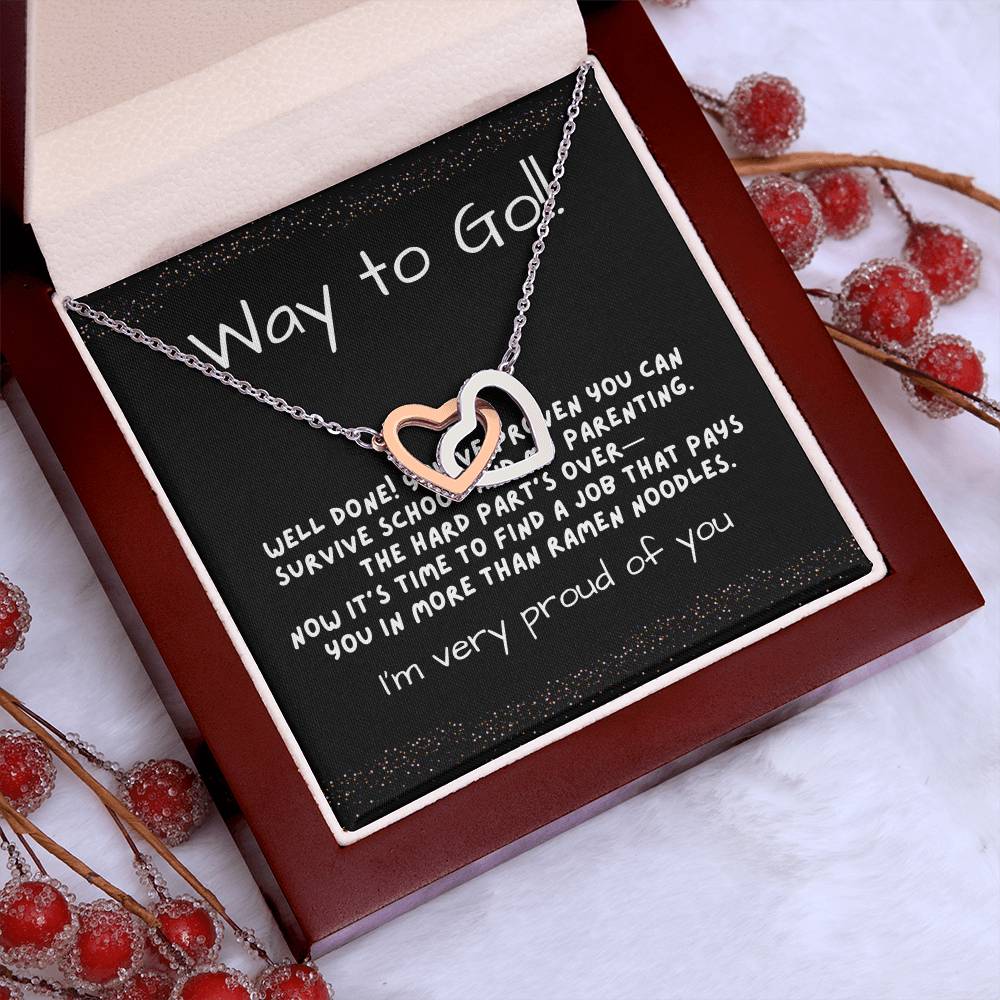 Interlocking Hearts Graduation Necklace for Daughter