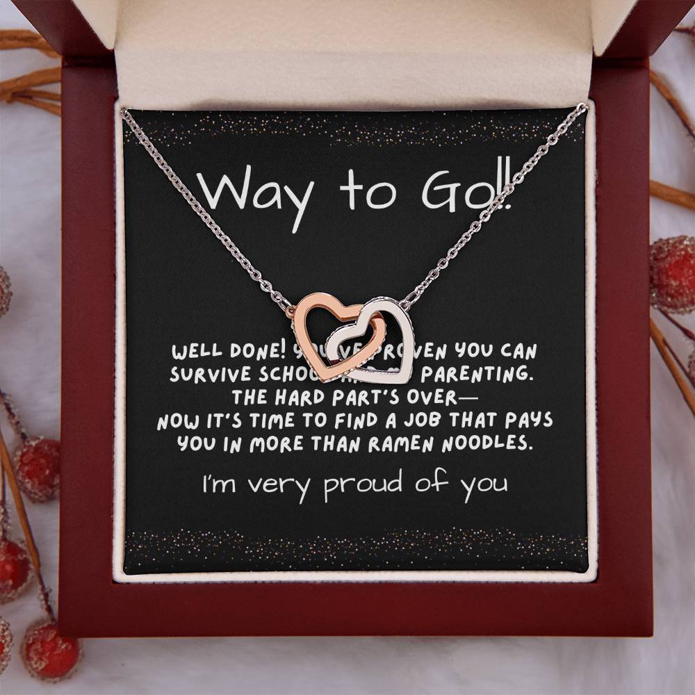 Interlocking Hearts Graduation Necklace for Daughter