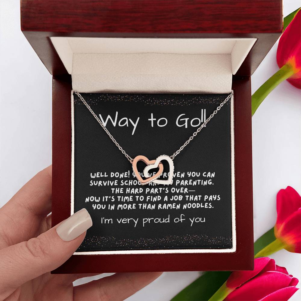 Interlocking Hearts Graduation Necklace for Daughter